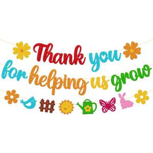 Teacher Appreciation Week Banner Thank You for Helping Us Grow Banner NO DIY Thank You Teachers We Appreciate You Decoration for School Classroom Happy Teachers Day Party Supplies