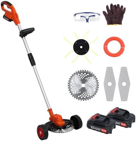 Hesitroad Cordless String Trimmer, Grass Trimmer Weed Eater 10 Inch, Electric Weed Wacker Easily and Efficiently Clean Weeds and Small Shrubs in The Yard Comes with Batteries & Fast Charger Orange