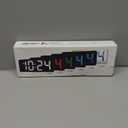 LED Digital Wall Clock with Large Display, Big Digits, Auto-Brightness, 12/24Hr Format, Modern Electric Small Silent Wall Clock for Living Room, Bedroom, Classroom, Farmhouse, Kitchen, Office - Red