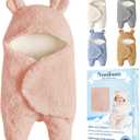 Baby Swaddle Blanket Boys Girls Cute Bear Plush Essential Receiving Blanket Ultra-Soft Newborn Registry Sleeping Wraps for Infant 0-6 Months - Pink