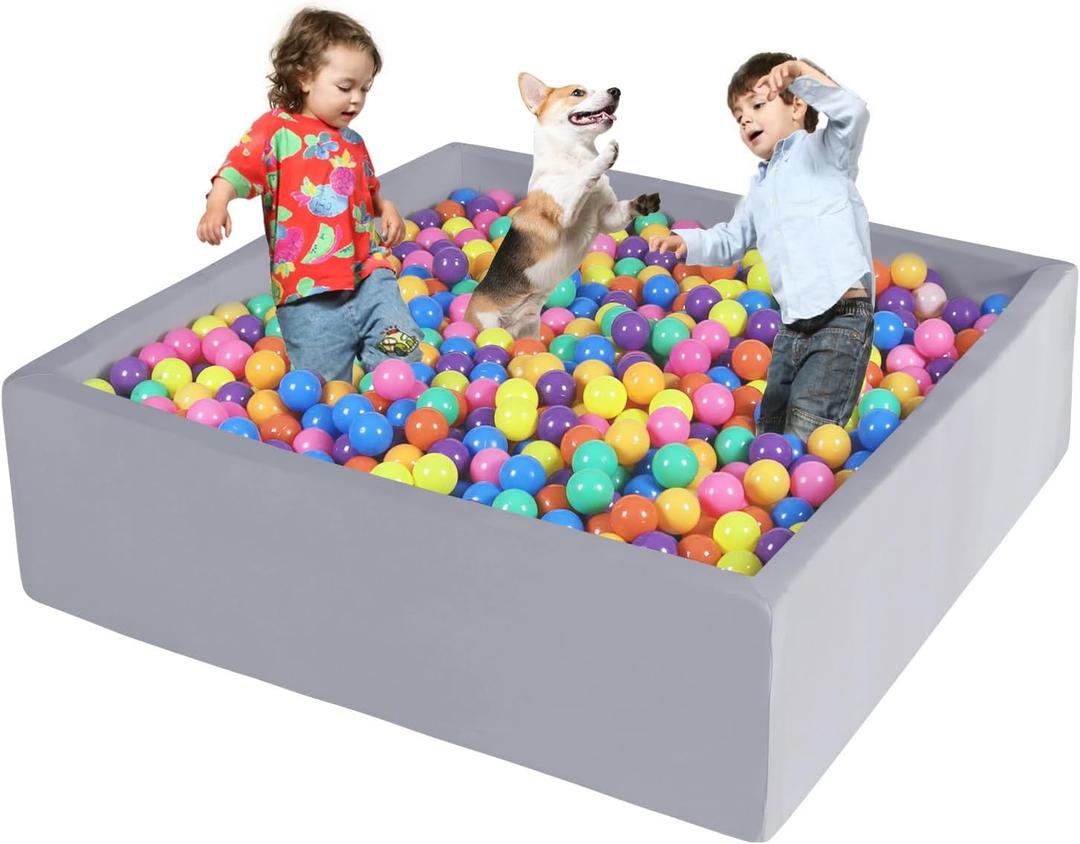 Foam Ball Pit for Toddlers - CALEPTONG 47.2" x 47.2" x 13.8" Large Square Ball Pits for Kids, Soft Baby Playpen Ball Pool Without Balls for Children, Gifts for Boys Girls Indoor Outdoor Game