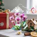 4 x Christmas Ornament, Christmas Decoration, Stained Glass Ornament, Heirloom Keepsakes, Holiday Ornaments, Holiday Presents, Unique Xmas Gifts, Gift Exchange Ornaments, Gift Idea - Orchid Flower