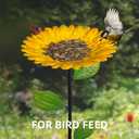Birdbath and Feeder Set for Wild Birds, Outdoor Standing, Handmade Metal, Sunflower Design (Single Layer)