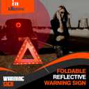 Warning Safety Triangle Kit, Emergency Roadside Warning Reflective Triangle 2 Packs with 1 LED Road Flare Light, Foldable with Storage Case for Roadside Breakdowns Emergencies