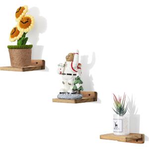 Small Floating Shelf,5 Inch Carbonized Black,Set of 3 Small Wall Shelf for Bedroom Living Room Bathroom Kitchen Office