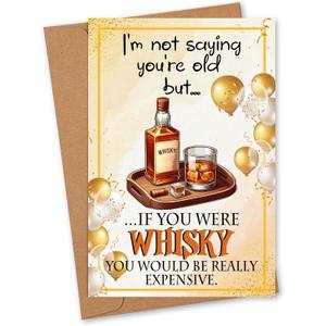 3 x Funny Whiskey Birthday Card for Men Women or Friend, Humor Bday Card for Boyfriend Girlfriend,I'm Not Saying You're Old Cute Birthday Cards for Family 30th 40th 50th 60th 70th (Whisky Birthday- 01)