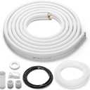 TURBRO 25 Ft. Mini Split Line Set, 1/4" & 3/8" O.D. Copper Pipes Tubing, Thickened PE Insulated Coil Copper Line for Mini Split or Heat Pump Air conditioner and HVAC with Fittings