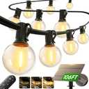 addlon 100FT Solar String Lights Outdoor with Remote, 54 LED Shatterproof Bulbs, USB Charging, 20+ Hour Runtime, Dimmable & Timable, G40 Waterproof Solar Lights for Outside Backyard Patio Garden Decor