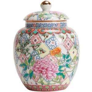 Urn for Human Ashes, Ceramic Keepsake Urn for Adult Female with Secure Lid, Decorative Floral Design for Memorial or Decoration (Flowers - A) (Medium)