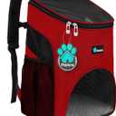 PetAmi Small Dogs and Cat Backpack Carrier, Airline Approved Pet Backpack Carrier, Ventilated, Safety Strap, Buckle Support Designed for Hiking Travel Camping Outdoor, Max 18 lbs (Red)