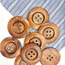 2 x 20 Pack Wooden Sewing Buttons, 2.36 Inch Round, 4 Holes, 60mm Large Size for Crafts, DIY Clothing, Bag Decoration, (Brown)