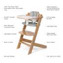 Cowiewie 3-in-1 Convertible Natural Wooden High Chair for Babies & Toddlers 3-Tier Remove & 2 Adjustable Wood Tray & 8 Levels Adjustable, 2 Waterproof Cozy Cushions Grey