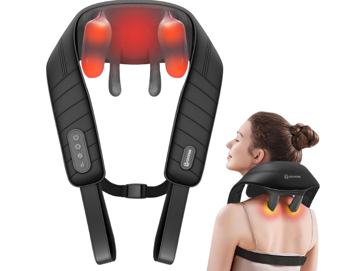 Cordless Neck Massager with Heat, 4D Kneading Shiatsu Neck and Shoulder Massager