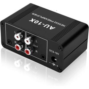 Mini Small Stereo Audio preamplifier, Headphone Amplifier, Gain 20dB Phono Turntable Phonograph preamp, Dual op amp NE5532 with RCA 3.5mm Input to RCA 3.5mm Output