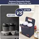 Portable Drink Holder - Foldable Travel Carrier with Reusable Insulated Cofee Cup, 2 Cup Holder, Free Your Hands (Dark Gray)