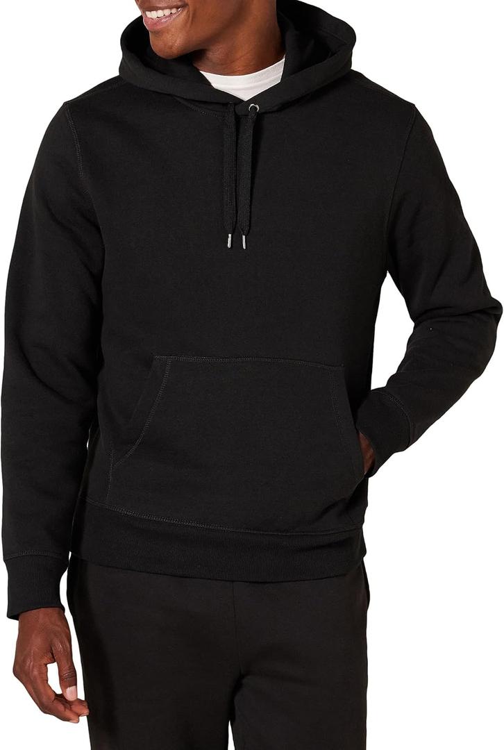 Amazon Essentials Men's Sweatshirt Hoodie (Medium, Black Heather)