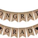 Rustic Congrats Graduation Banner Class of 2026 Burlap Banner, Pre-Assembled Grad Party Decor Favor for High School College Grad