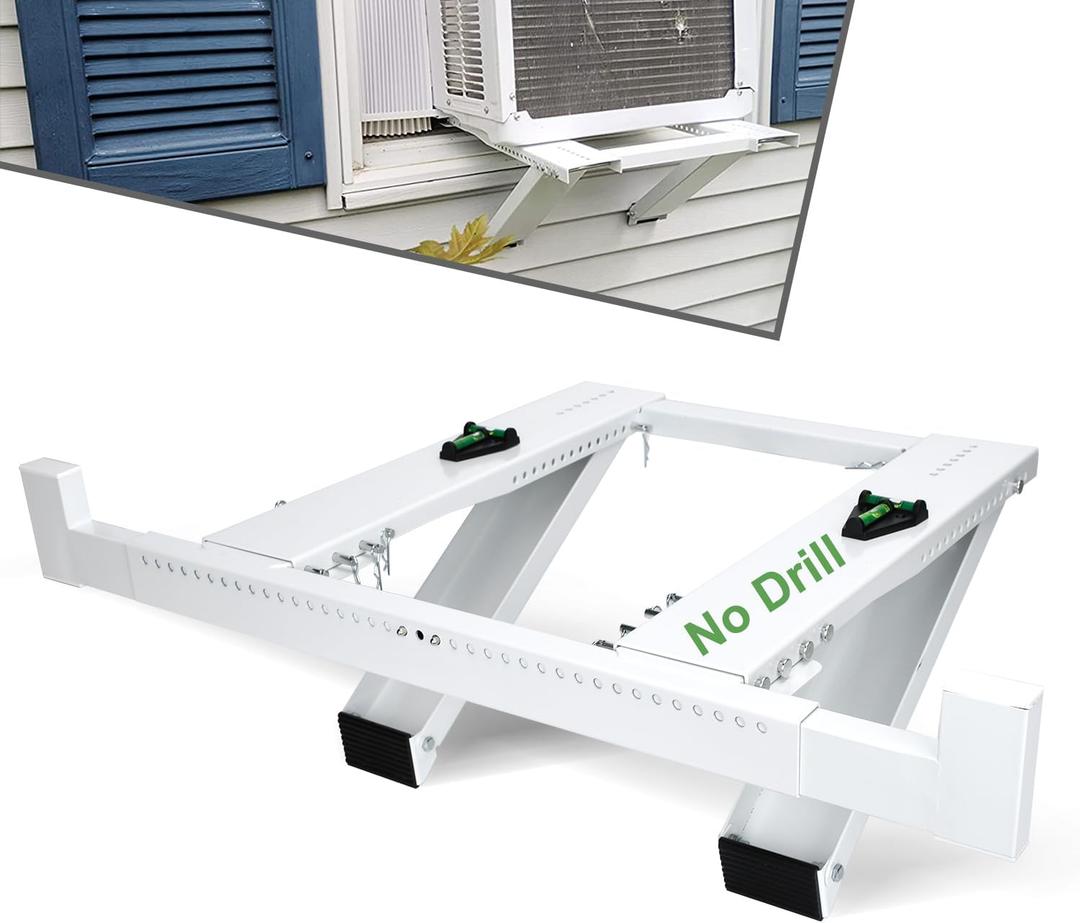 TOPOWN No Drill Air Conditioner Bracket for Window AC Mounting Bracket -Holds Up to 200 lbs -Window air Conditioner Support Bracket no Drill for RV and Home Fits Single Or Double Hung Windows