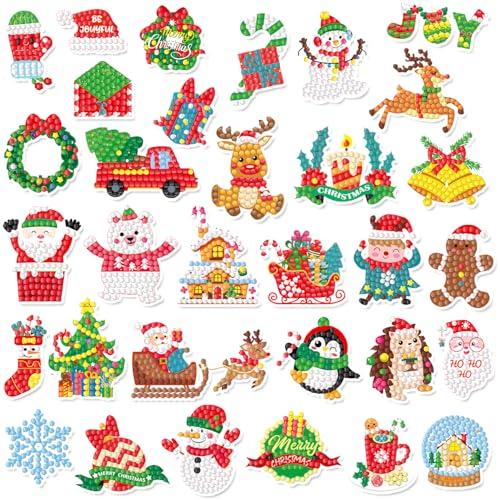 Labeol Diamond Art Kits for Kids Boys and Girls Ages 6-8-10-12 Easy to DIY Creative Diamond Art Sticker Craft by Numbers Kits for Kids and Adult Beginners (Christmas2)