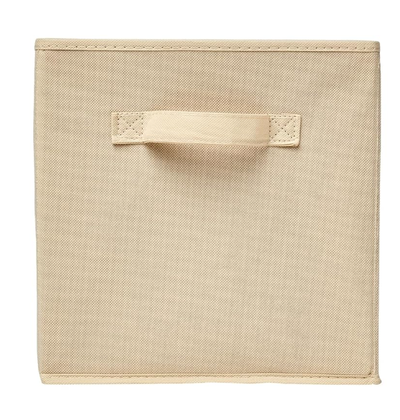 Amazon Basics Collapsible Fabric Storage Cubes Organizer with Handles, Sturdy Storage Bins for Organization, 10.5" x 10.5" x 11", Beige, 2-Pack