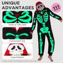OLAOLA Glow in the Dark Skeleton Adult Onesie, Halloween Costume, Skull Pajama One Piece Cosplay Suit for Women and Men (S)
