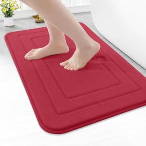 Arotive Memory Foam Bathroom Rug Mat 24x16, Ultra Soft and Absorbent Bath Mat, Machine Wash Dry, Comfortable Bath Rug Carpet for Bathroom Floor, Tub and Shower, Red