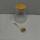 Viovian Glass Storage Jar with Lid and Spoon 22 FL OZ Clear Candy Glass Canister Cute Decorative Jars for Food Sugar Coffee Beans Tea 650ml