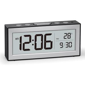 ALANAS Battery Operated Alarm Clock, Portable Digital Clock with Large Display, Snooze, Temperature & Date, Auto-Dim Night Light for Easy Reading, Ideal for Seniors, Kids, Bedroom, Travel, Nightstand