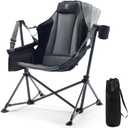 EVER ADVANCED Padded Oversized Hammock Camping Chair, Compact Heavy Duty Swing Chair with Multi-Storage Pockets, Portable Folding Rocking Camping Chair, Support Up to 400lbs, Black
