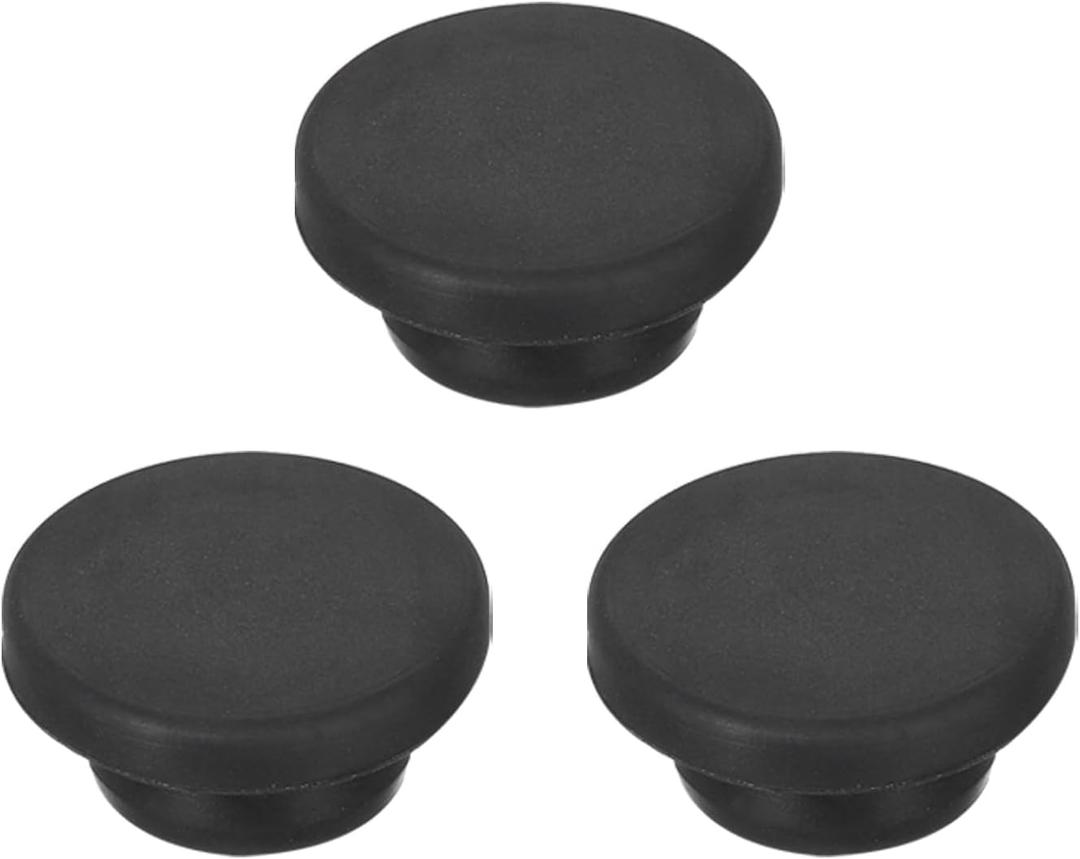 MECCANIXITY 3pcs T-Shaped Silicone Plugs 26mm 1 Inch Dia Snap in Plug Hole Seal Cover Round Rubber Stopper for Kitchen Rubber Bulkheads Waterproof Sealing Plugs Black