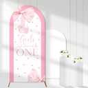 Girls Just Wanna Be One Arch Backdrop Cover Pink Bow 1st Birthday Backdrop 6ft Pink Bow Stretchy Arch Stand Cover for Sweet One Birthday Party Decorations