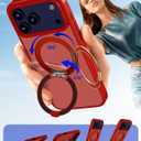 for iPhone 17 Pro Max Case Ultra-Magnetic 360 Spin Stand [Military Drop Protection] [Compatible with MagSafe] Shockproof Translucent Matte Slim Ring for iPhone 17 Pro Max Phone Case, Red