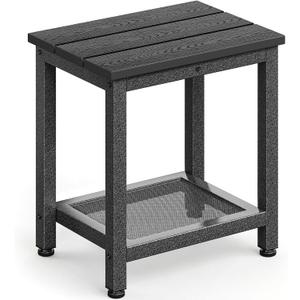 ODK Outdoor Double Side Table, Adirondack Patio End Table with Weather-Resistant Waterproof Top for Hot Tub Garden, Balcony, Poolside, Black