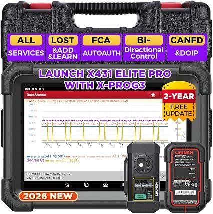 Launch X431 Scanner 1MM0 Elite with X-PROG3(Valued $800),ECU C l0ne Tool
Bi-Directional Control All System Scan Tool with CANFD & DOIP, 39+ Reset, Active Test ，FCA SGW Automotive Tool, 2 Yrs Update