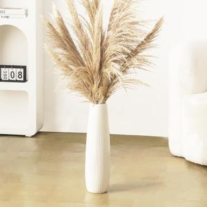 Ceramic Large White Vase, 18" Tall Floor Vase, Big Decorative Flower Vases for Floor Table Decor Living Room Modern Home Office Bedroom, Farmhouse, Glossy Glaze (18 Inch Tall)