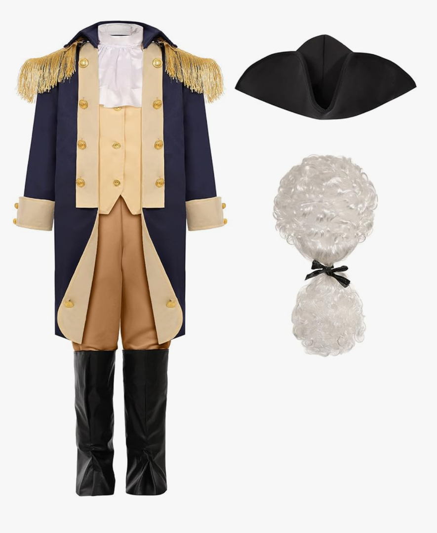 George Washington Costume for Boys Kids Colonial Alexander Hamilton Costume 10-12 Years XL