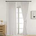 Natural Pinch Pleated Window Curtains 96 Inches Long 2 Panels Set, Light Filtering Lightweight Soft Airy Textured Fabric Living Room Curtains, Modern Back Tab Window Drapes, 2x40Wx96L Inches