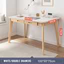 IOTXY Solid Wood Writing Desk - Home Office Workbench Desk with Drawer, 39.37" Width Laptop Computer Work Study Table, 100CM, White