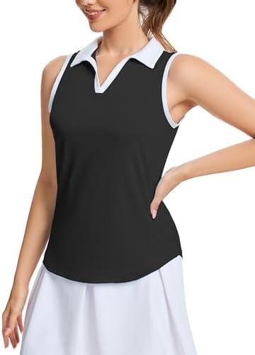 M MOTEEPI Womens Golf Shirts Sleeveless Polo Shirts for Women Quick Dry Ladies Golf Tops Tennis Athletic Polo, Size 160