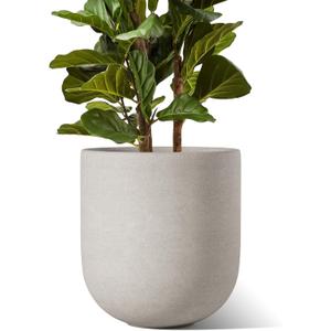 LE TAUCI 12 Inch Pots for Plants, Ceramic Large Planters for Indoor Plants, Indoor Plant Pots for Home Garden Patio Office, Planter Pots with Drainage Hole and Rubber Plug, Neutral Gray