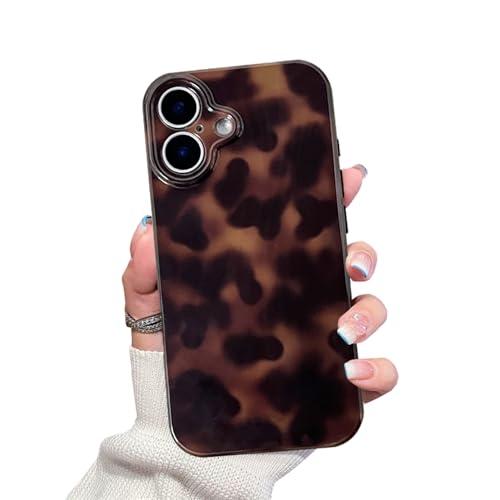 XQAGU Cute Phone Case for iPhone 17 Case Tortoise Shell Pattern Leopard Full Camera Protective Slim Shockproof Cool Trendy Aesthetic-Brown Amber