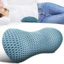 Lumbar Support Pillow for Office Chair, Memory Foam Lumbar Pillow for Lower Back Pain Relief - Black (Blue)