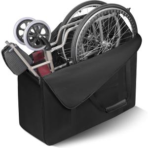 Ytonet Wheelchair Bag Extra-Large Rollator Bag for Electric Wheelchair and Compact Transport Chair, Water-Resistant Travel Carry Case with TSA Approval (DARK BLACK)