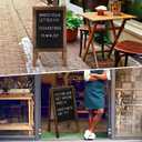 AIWFL 36x20 Inch Double Sided Display Felt Letter Board with Changeable Letters Numbers, Large Wooden Menu Board, Stand A-Frame Felt Letter Board with Acrylic Panels, for Outdoor Restaurant Shop