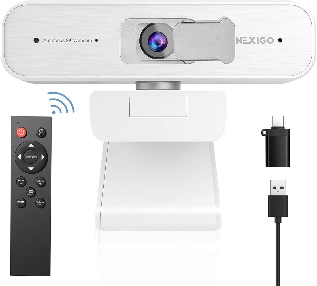 Zoom Certified, NexiGo N940P (Gen 2) 2K Zoomable Webcam with Remote| Sony_Starvis Sensor | 3X Zoom in and Out| Dual Stereo Microphone, for Zoom/Skype/Teams/Webex (White)