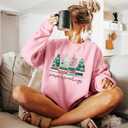 Christmas Sweatshirts for Women All Booked Christmas Sweater Funny Merry Sweatshirt Xmas Holiday Long Sleeve Pullover (Pink, S)