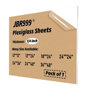 24x24 Clear Plexiglass Sheet, 1/4 Thick, 6mm Cast Acrylic for DIY Crafts, LED Projects, Tabletop, Aquarium Lid, Window