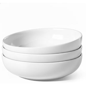LE TAUCI Pasta Bowls 45 oz, Salad Bowls Set for Serving Soup, Pasta, Noodle, Dinner, Large Kitchen Bowl Plates, Microwave Safe - 8.5 Inch, Set of 3, White
