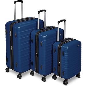 Amazon Basics 3-Piece Set (21", 26", 30"), Hardshell Suitcases With Wheels, Expandable For Up to 25% More Space, With Scratch-Resistant Surface, Four Multi-directional Wheels, Black