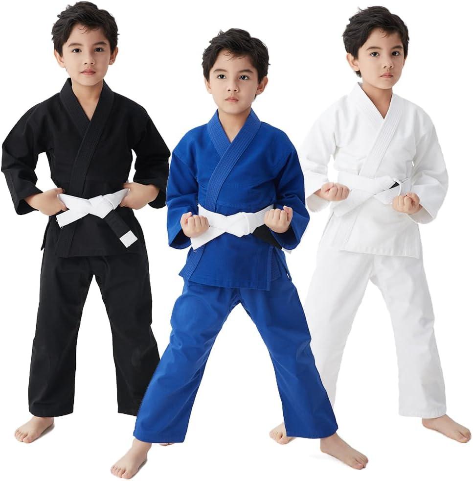 Kids Brazilian Jiu Jitsu Gi Youth IBJJF Childrens BJJ Uniform Durable Pant & Jacket Belt Not Included (9 Years, White)